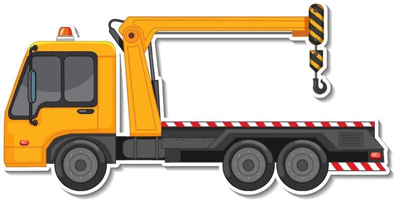 Sticker design with side view of tow truck isolated