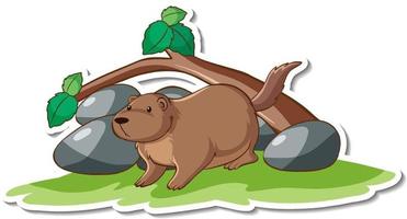 personaje de dibujos animados de la etiqueta engomada linda de la nutria vector