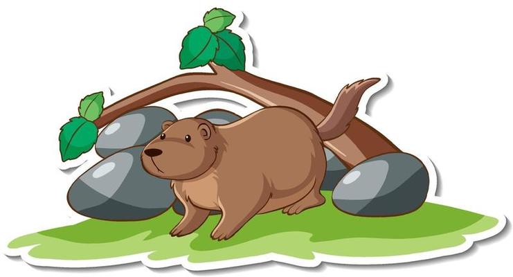 Cartoon character of cute otter sticker