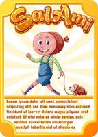 Character game card template with word Salami vector