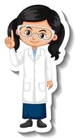 Cartoon character sticker with a girl in science gown vector