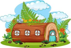 Fantasy log house isolated on white background vector