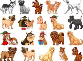 Different funny dogs in cartoon style isolated on white background vector