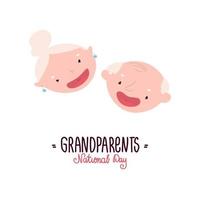 National Grandparents Day. Cute smiling faces of grandpa and grandma vector