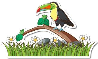 A toucan bird standing on a branch sticker vector