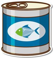 Canned tuna fish cartoon sticker vector