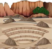 Landscape with mining quarry scene vector