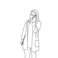 coloring pages- Hand drawn illustrations of people in mask, vector