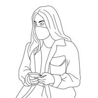 Coloring pages - Illustration of People in mask, Vector illustration