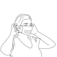 coloring pages- Illustration of People in mask, Vector illustration