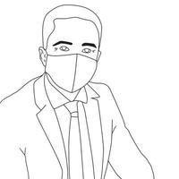 coloring pages- Illustration of People in mask, Vector illustration