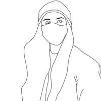 coloring pages- Illustration of People in mask, Vector illustration