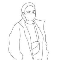 Coloring Pages - people with mask character illustrations. vector