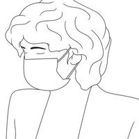Coloring Pages - illustration of people with mask, flat Vector