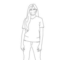 coloring pages - people with mask character illustrations. vector