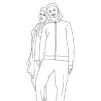 dibujos para colorear una pareja en una pose de pie, vector