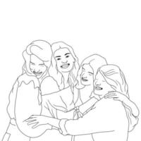 Coloring Pages - group of girls having the best time vector