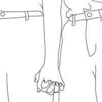 coloring pages - A couple in hand in hand pose, flat hand-drawn vector