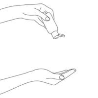 coloring pages - hand sign of pouring something with bottle in hand vector