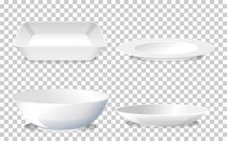 Set of white plain plate side view vector