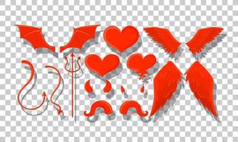 Set of devil and angel object decor vector