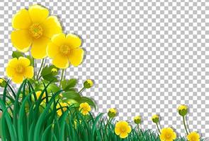 Yellow flower field frame template vector