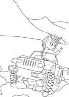 Coloring Pages - cute animals with car illustration for childrens. vector