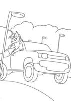 Coloring Pages - cute animals with car illustration for childrens.