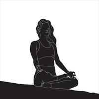 Character silhouette - character in Yoga pose, character Sillhouette. vector