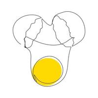 Continuous line. Fried eggs. Breakfast, egg yolks and whites. vector