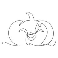 Continuous line drawing of Halloween pumpkin. Vector illustration