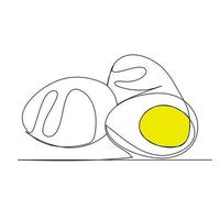 línea continua. huevos fritos. desayunos, yemas y claras de huevo. vector