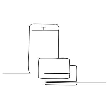 Continuous lines with minimalist style mobile payments. vector