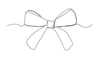 Gift ribbon bow in simple continuous line drawing style. vector