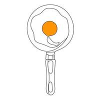 Continuous line. Fried eggs. Breakfast, egg yolks and whites. vector