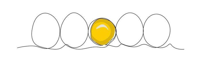 Continuous line. Fried eggs. Breakfast, egg yolks and whites. vector