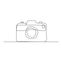 dibujo de línea continua de cámara de fotos retro vector