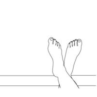 continuous line Woman spreading legs from balcony in hotel vector