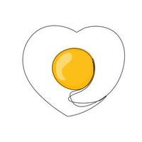 Continuous line. Fried eggs. Breakfast, egg yolks and whites. vector