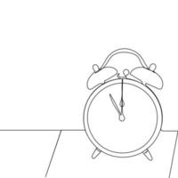 continuous line alarm clock on table vector