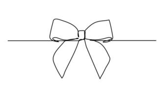 Gift ribbon bow in simple continuous line drawing style. vector