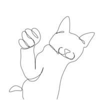 gato en patrón de dibujo de línea continua boceto de línea negra simple vector