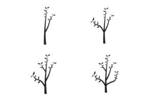 Simple Flowers Tree Set Icon Flat Illustration vector