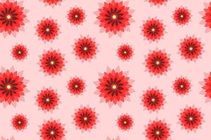 Dahlia Red Flowers Abstract Flat Illustration. Seamless Pattern Design vector