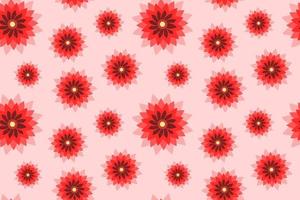 Dahlia Red Flowers Abstract Flat Illustration. Seamless Pattern Design vector