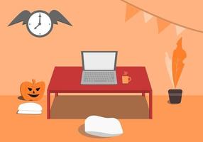 Work at home special halloween illustration. Vector flat design