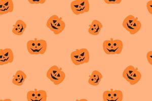 Halloween Cute Pumpkin Flat Seamless Pattern Design vector