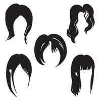 Vector Set Of hairstyles for women collection black