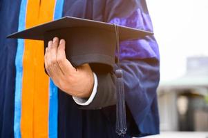 Close up Graduation holding graduation cap education concept