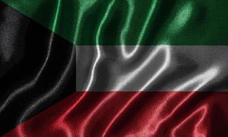 papel pintado por la bandera de Kuwait y bandera ondeando por la tela. foto